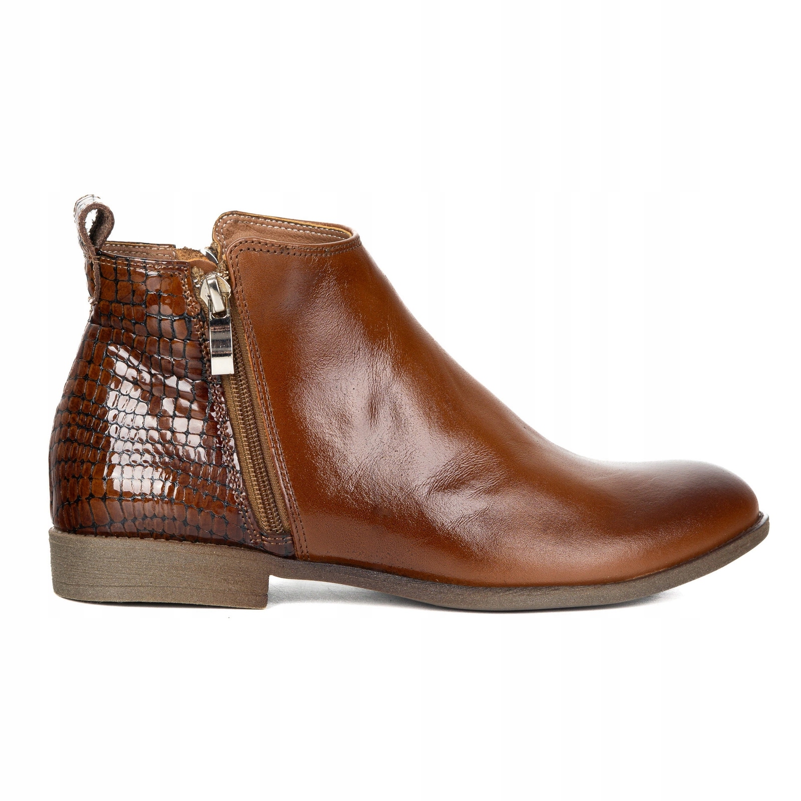 Kotníkové Boty podzimní ploché přírodní kůže kamel hnědá Butdam Btz 36