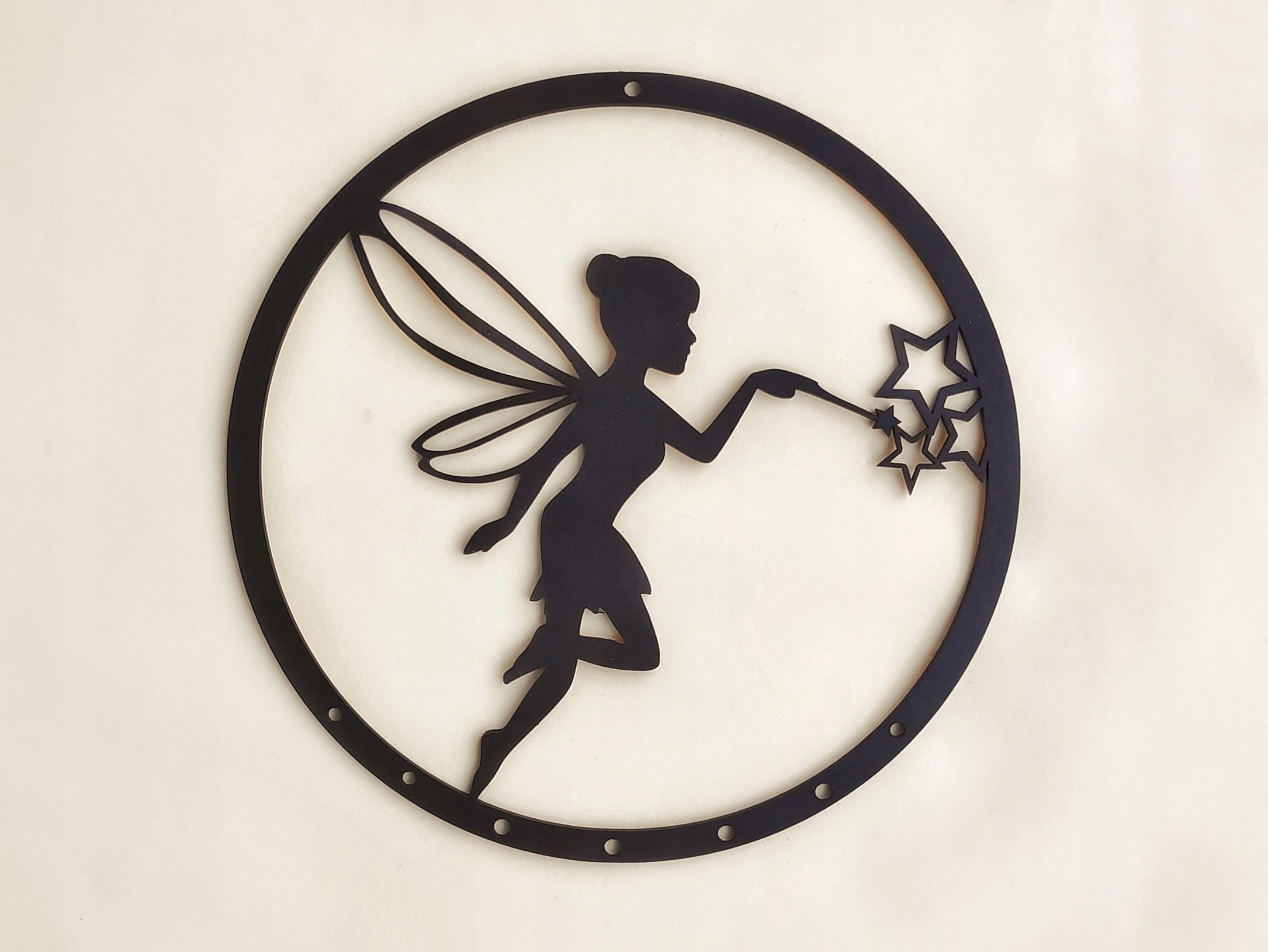 

Czarna obręcz łapacza snów makrama Wróżka 24cm