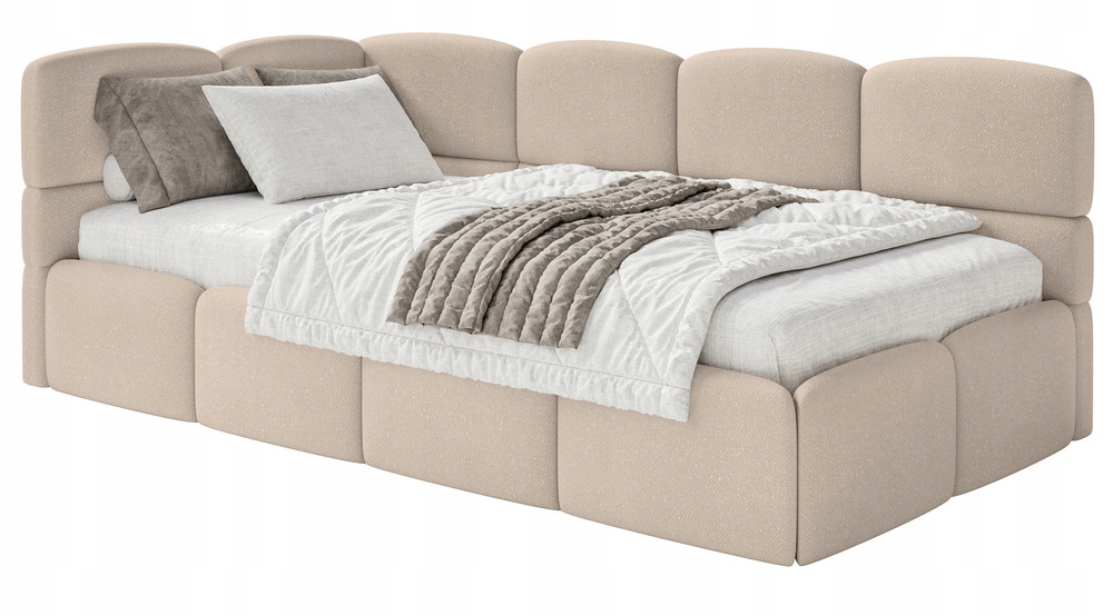 Postel pro mláděž 120 x 200 cm Cloudy béžová žinylka levá