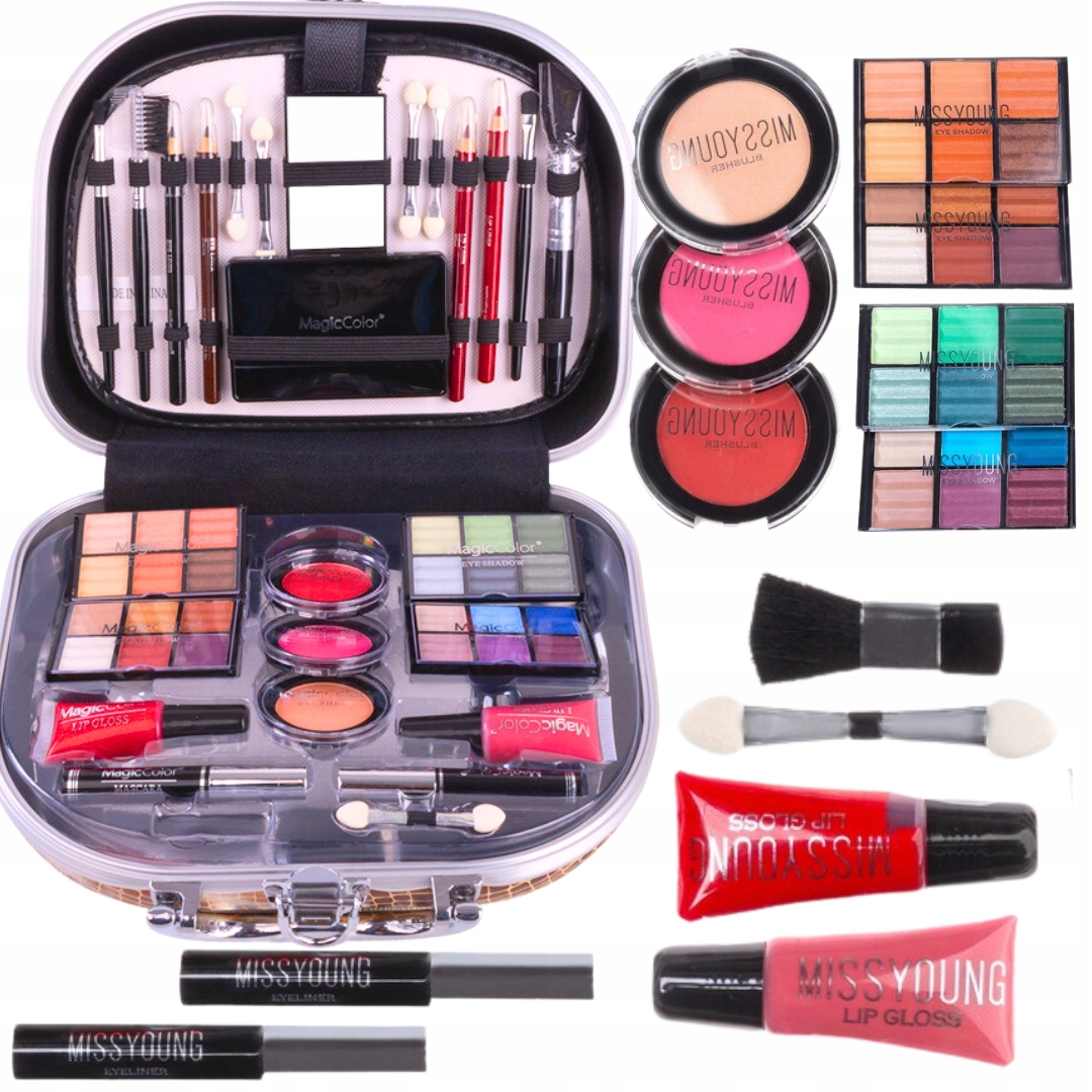 KUFEREK KOSMETYKÓW MAKEUP ZESTAW DO MALOWANIA XXL Stan opakowania oryginalne