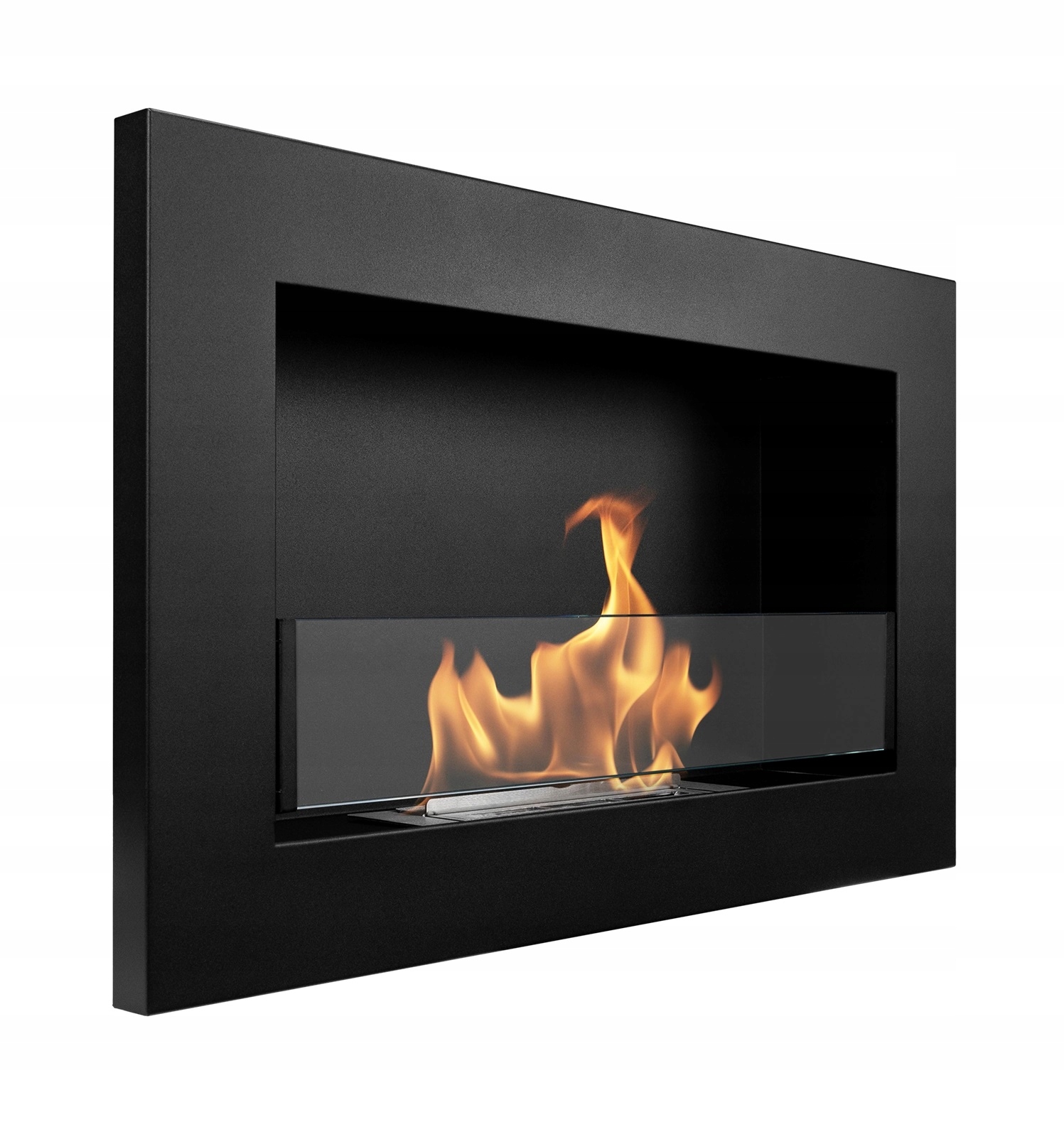 Závěsný biokrb se sklem 65x40x12 cm Slim černý strukturovaný mat