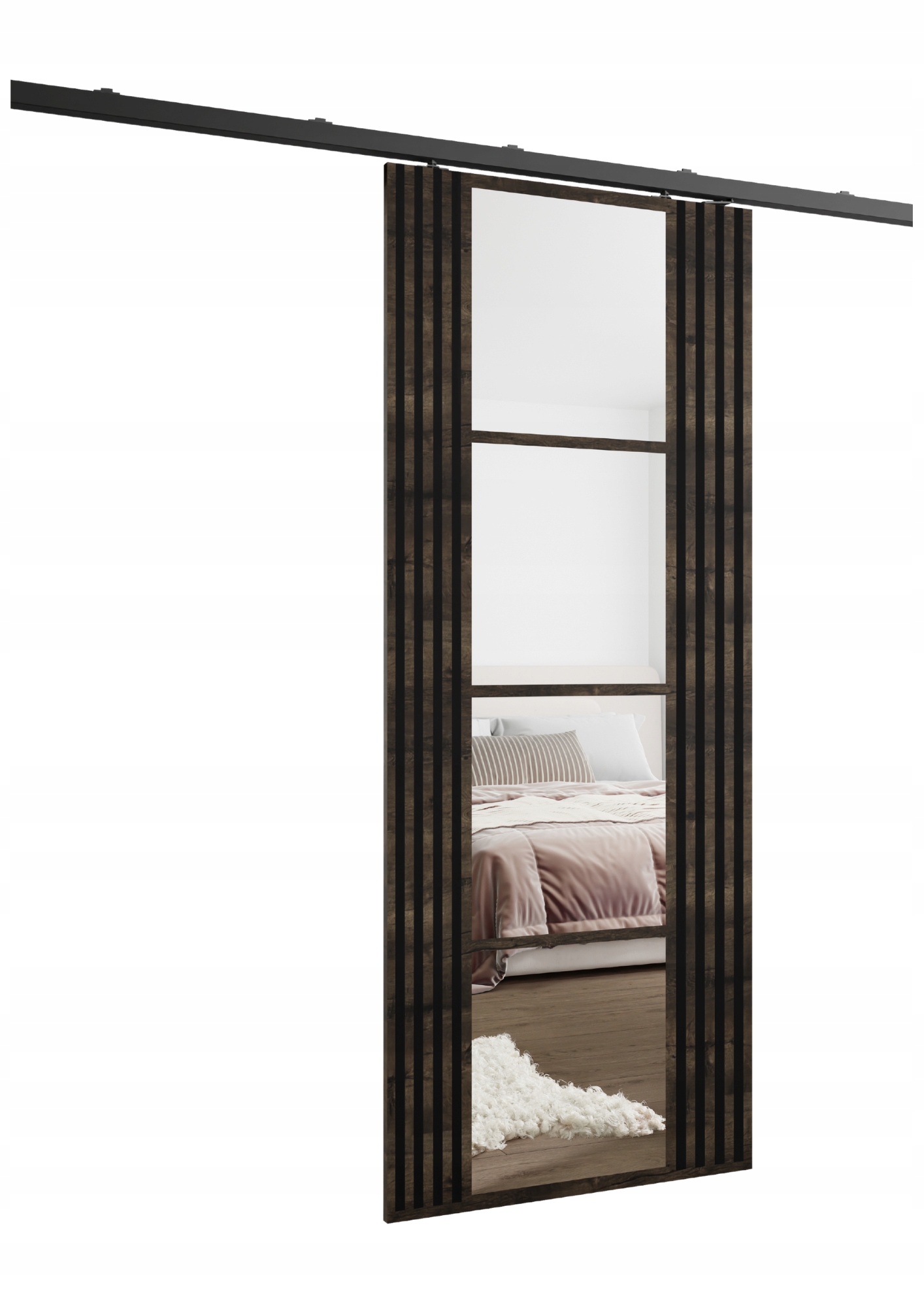 Posuvné nástěnné dveře HS-45 Endi 100 jasan tmavý lamelový