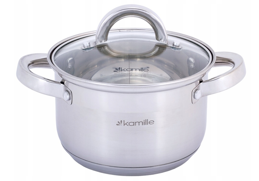 KOMPLET GARNKÓW 12EL SZKLANE POKRYWY INDUKCJA STAL Kolor srebrny