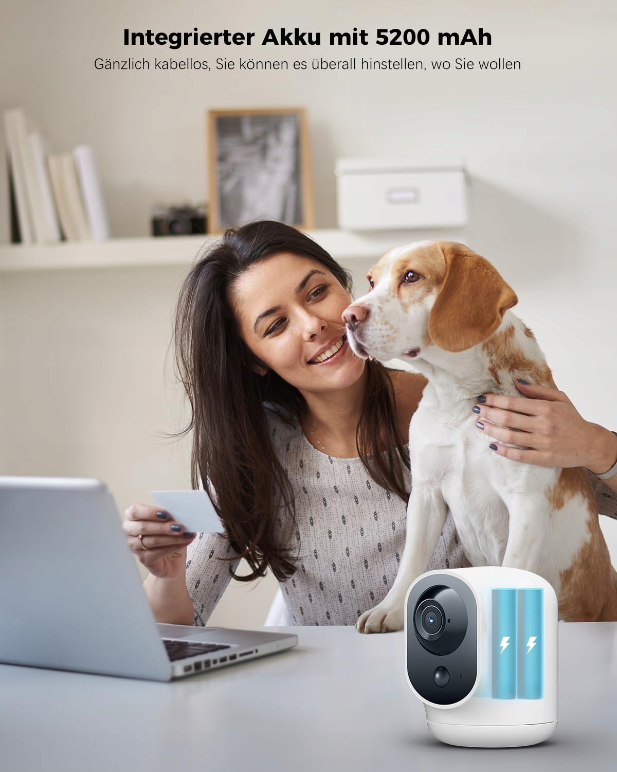 COCOCAM Kamera Wewnętrzna 2K WiFi 5200mAh Akumulator Alexa PIR AI — miniatura 2