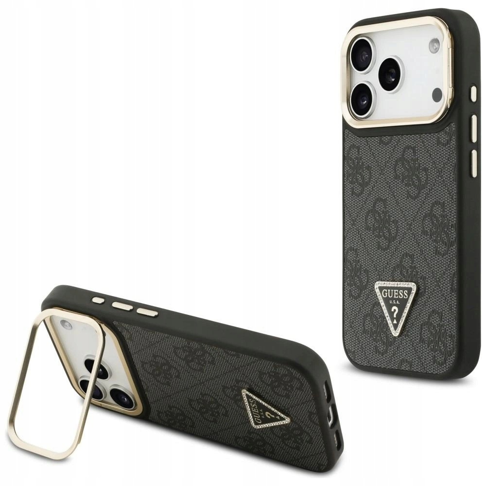 Pouzdro Guess 4G Triangle Logo Stand Camera Magsafe iPhone 17 Pro černé