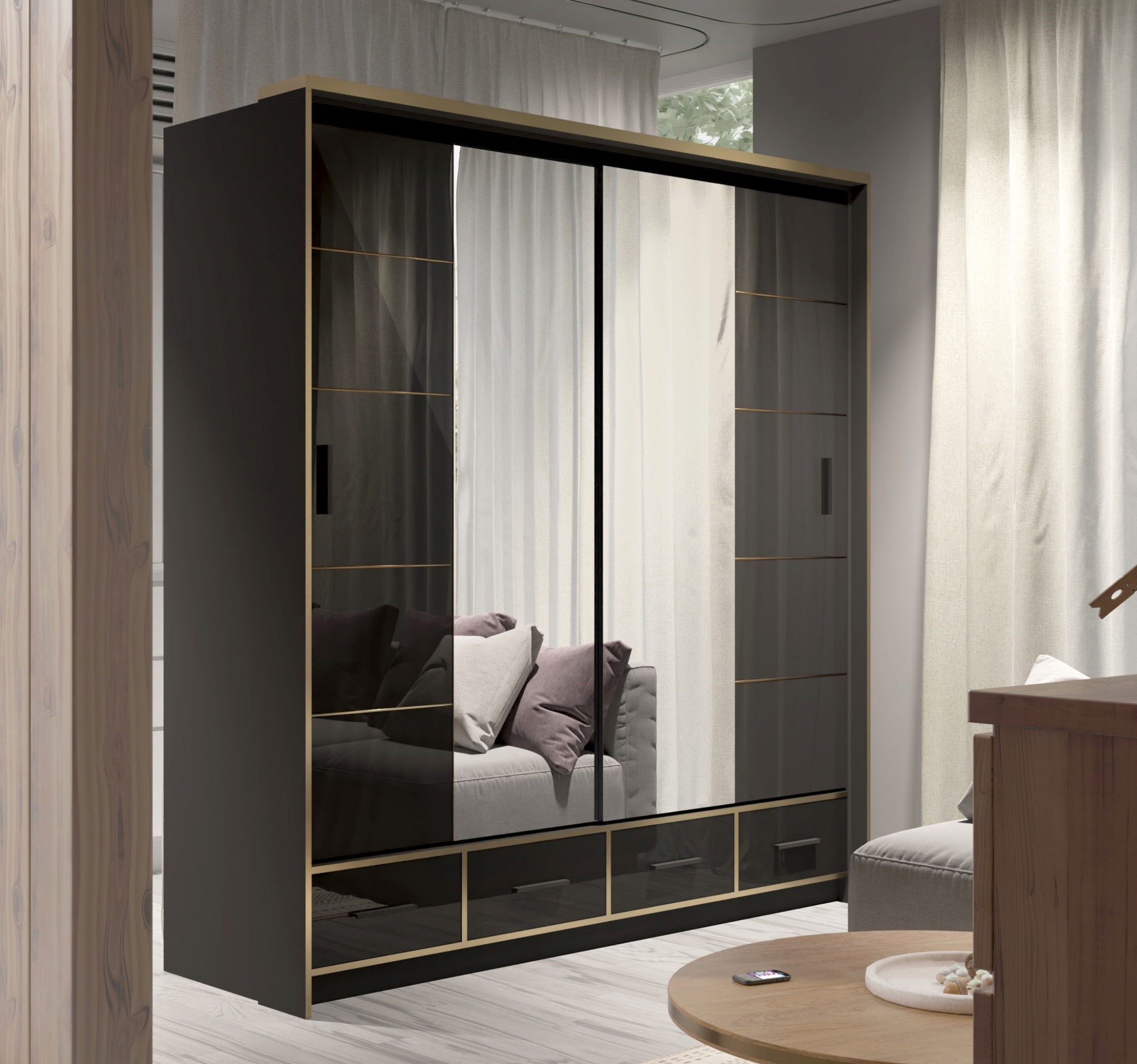 2-DRZWIOWA SZAFA SALSA 203X66X220 Z WNĘTRZEM SZARA Kolekcja NEW