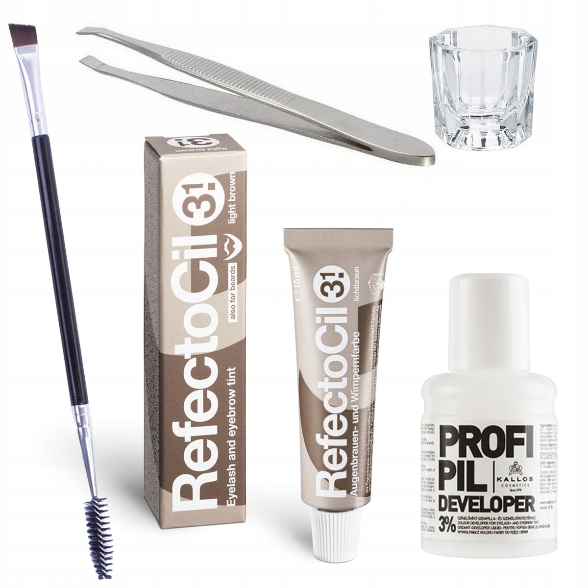 

Zestaw do henny brązowa Refectocil pędzelek pęseta