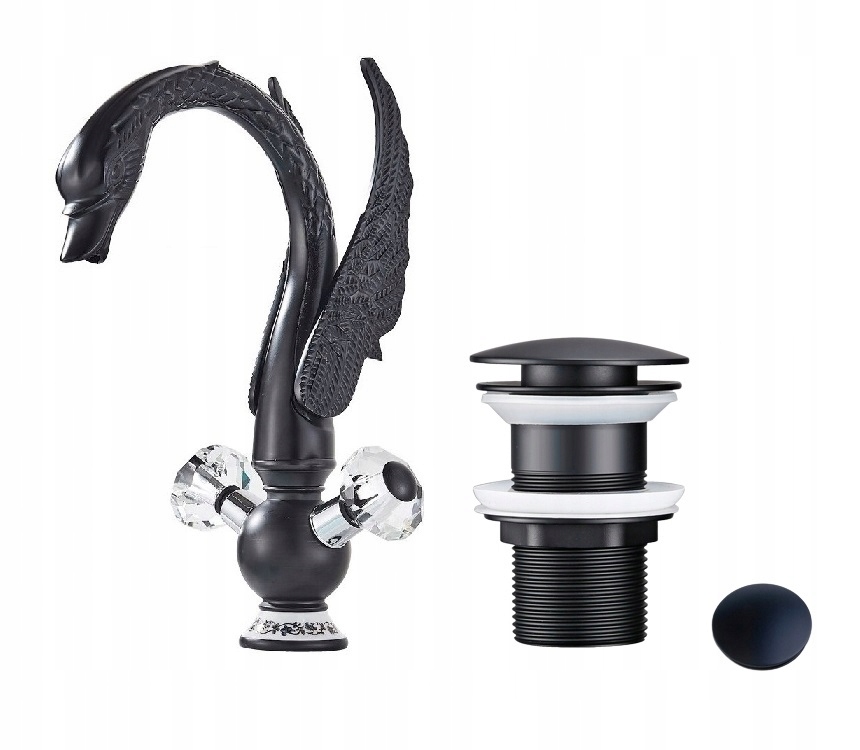 Čierna umývadlová batéria Old Retro Black