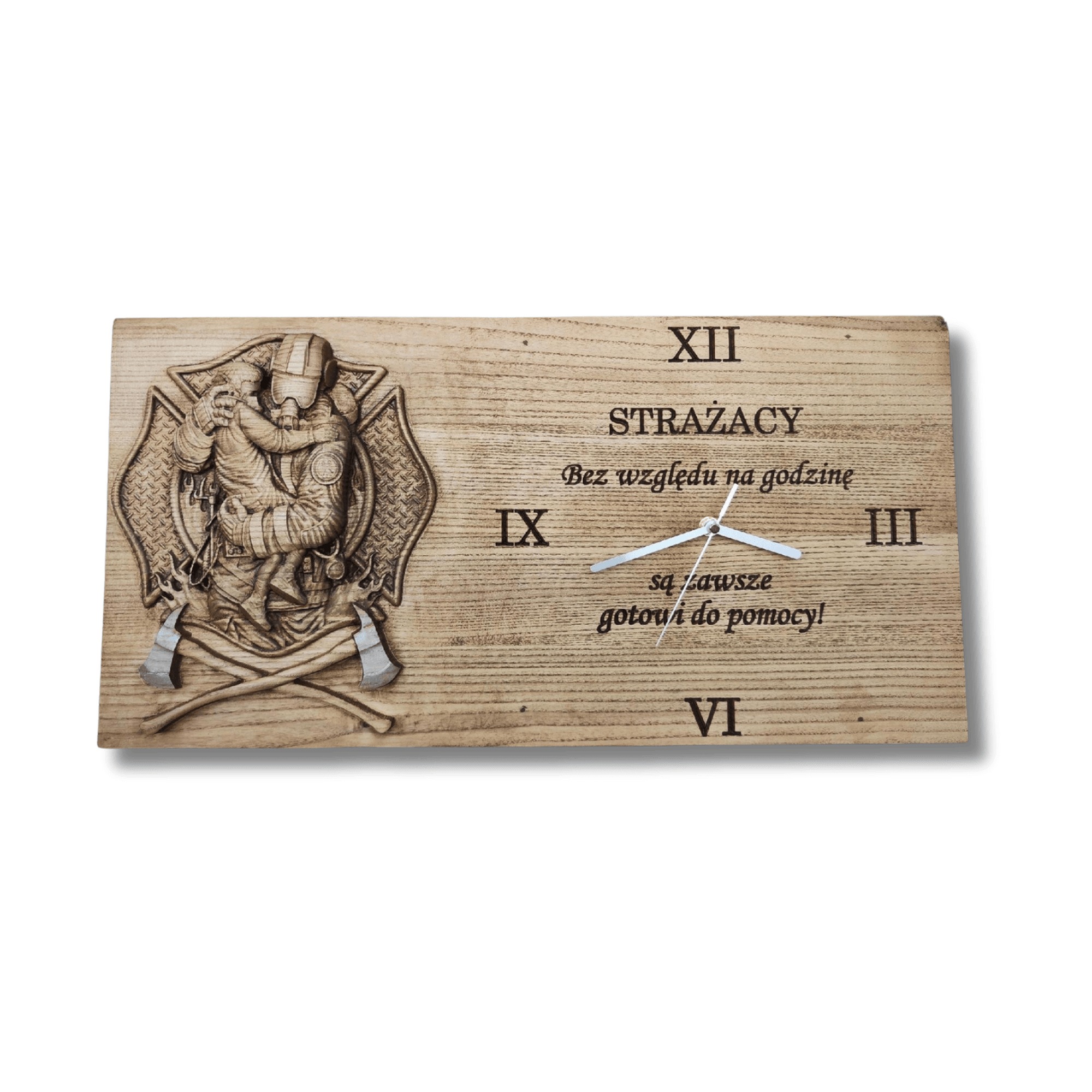 Velký hasičský hodinový stroj 60 x 30 cm dřevěná dekorace pro stanici