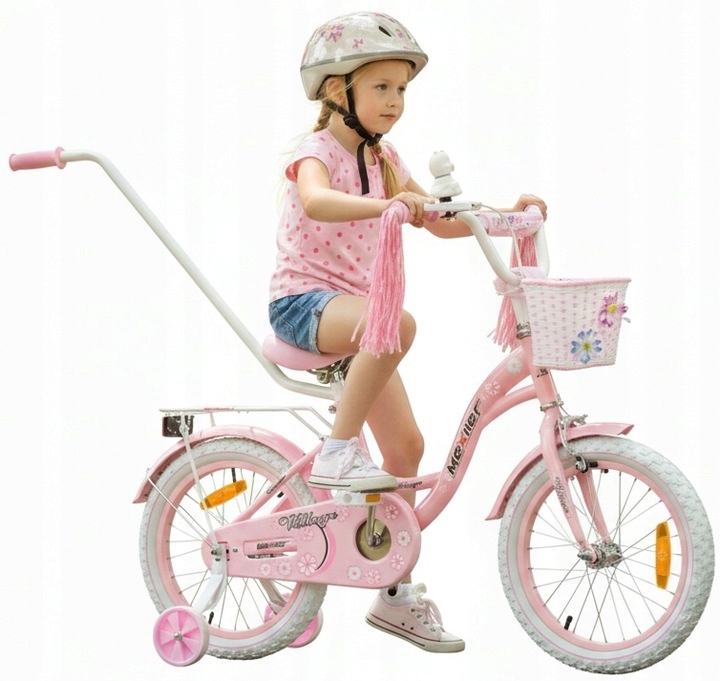 Rower 16 cali dla dziewczynki dziecięcy kółka boczne koszyk frędzle Mexller