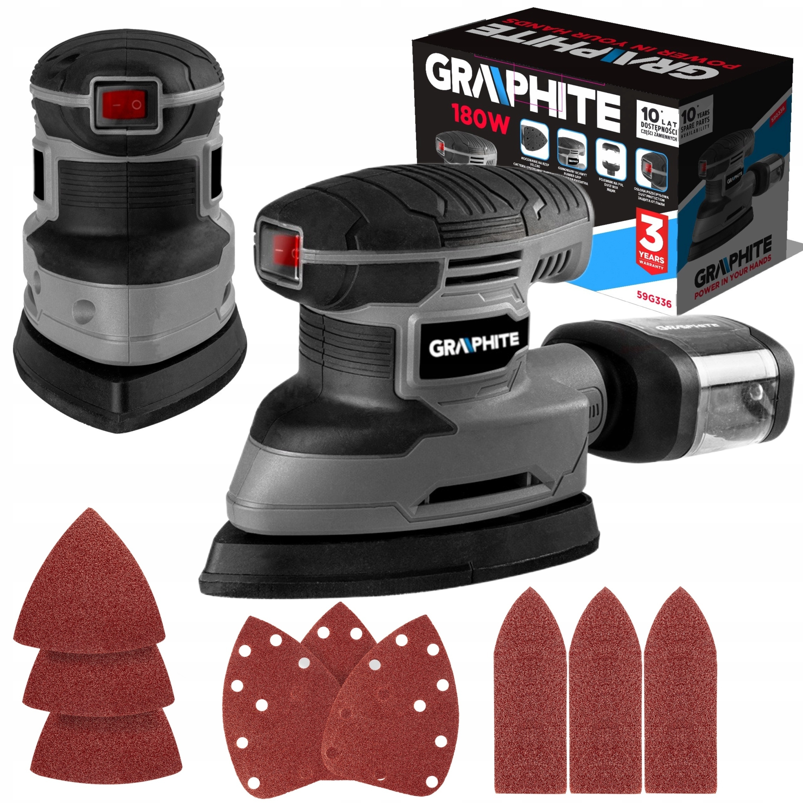 GRAPHITE DELTA ОРБИТАЛЬНАЯ ШЛИФОВАЛЬНАЯ МАШИНА 180 ВТ 3 ФУТА