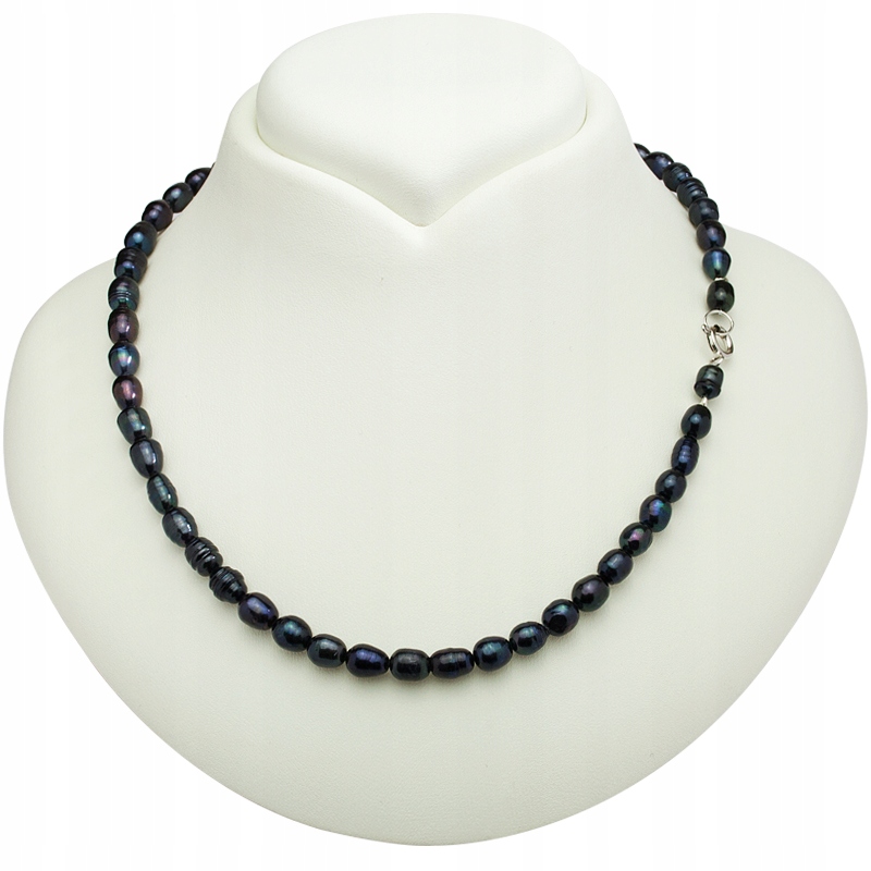Stříbrný Náhrdelník Z Pravých Černých Perel