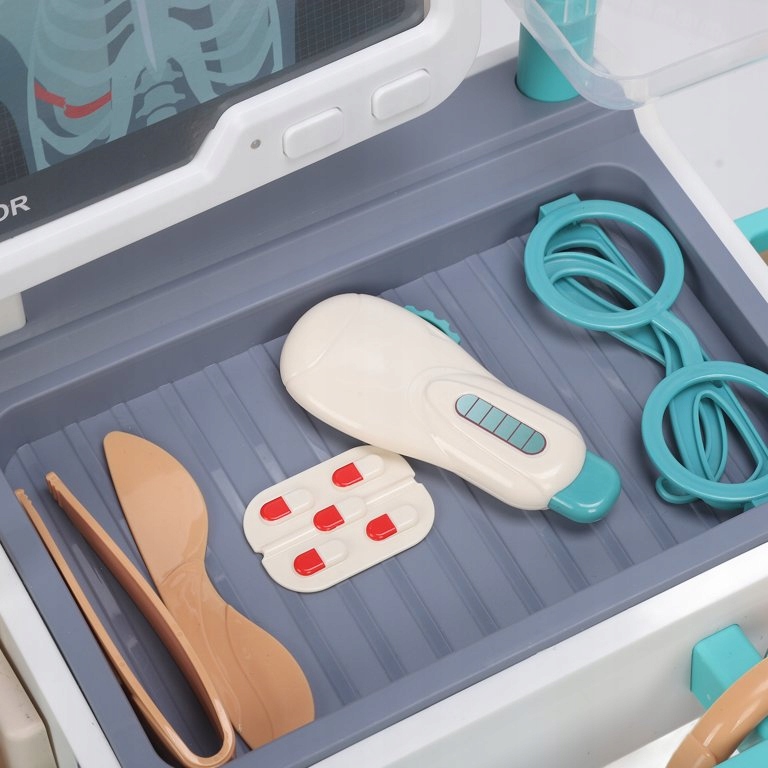 Zestaw lekarza medyczny wózek stół interaktywny dla dzieci 26 elementów Rola lekarz