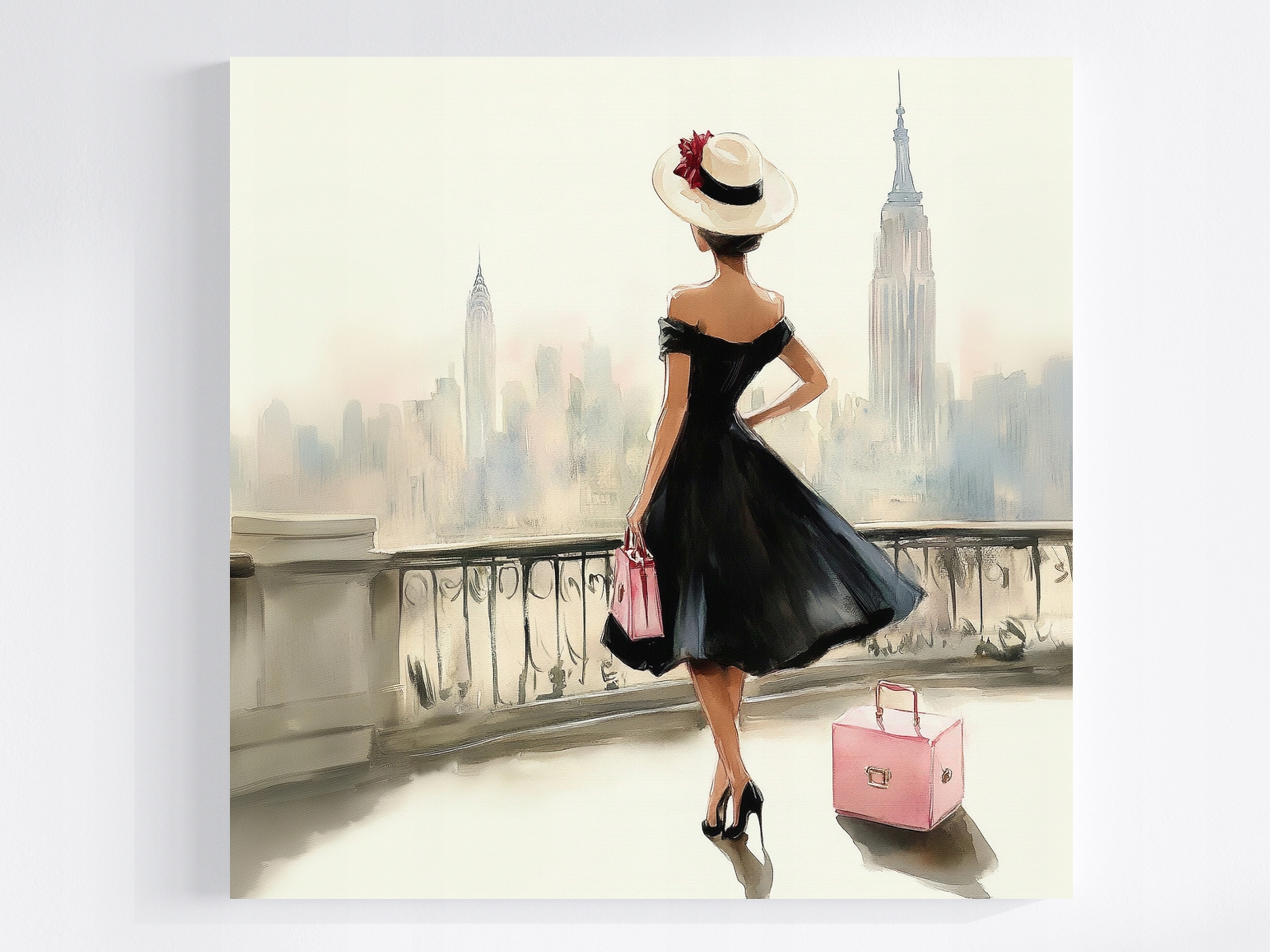 Obraz Na Plátně Canvas Retro Žena Cestování New York Manhattan 60x60