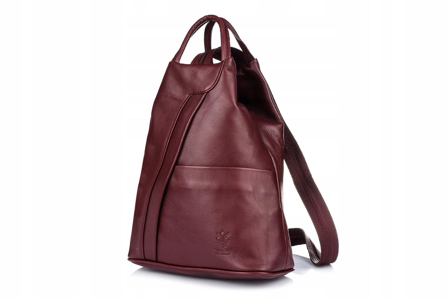 Burgundský kožený batoh, italský kožený batoh Vera Pelle T52