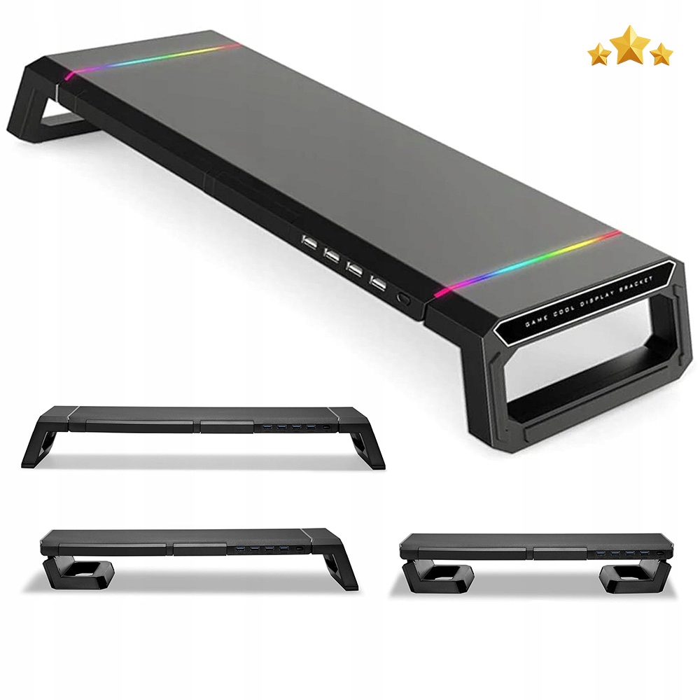 Podstavec Pod Monitor Ergonomický, Skládací, 30 Kg, 4 Porty Usb Rgb, Zásuvka
