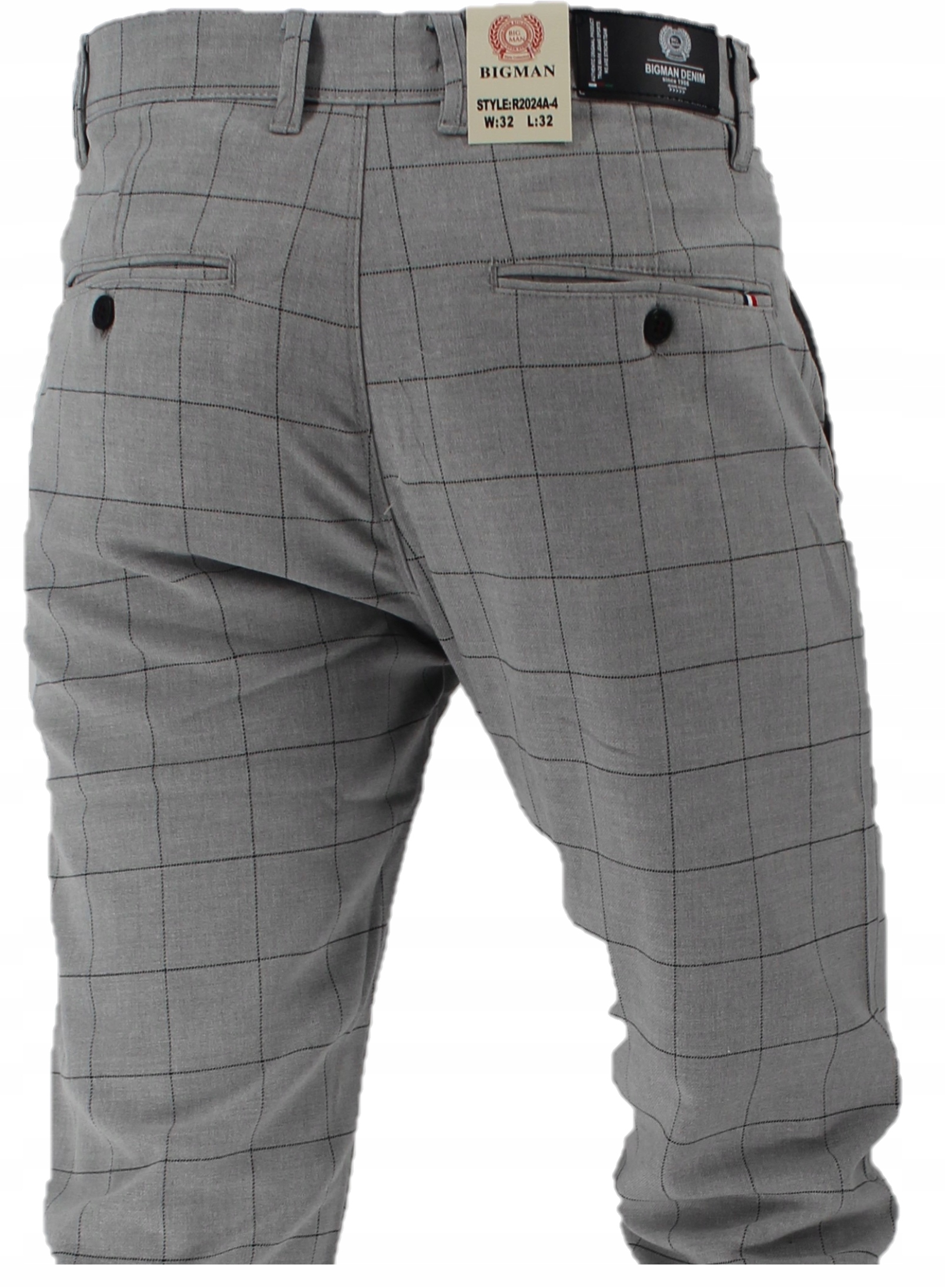 Spodnie Krata Szara Jasna na wzrost do 188cm L34 W33