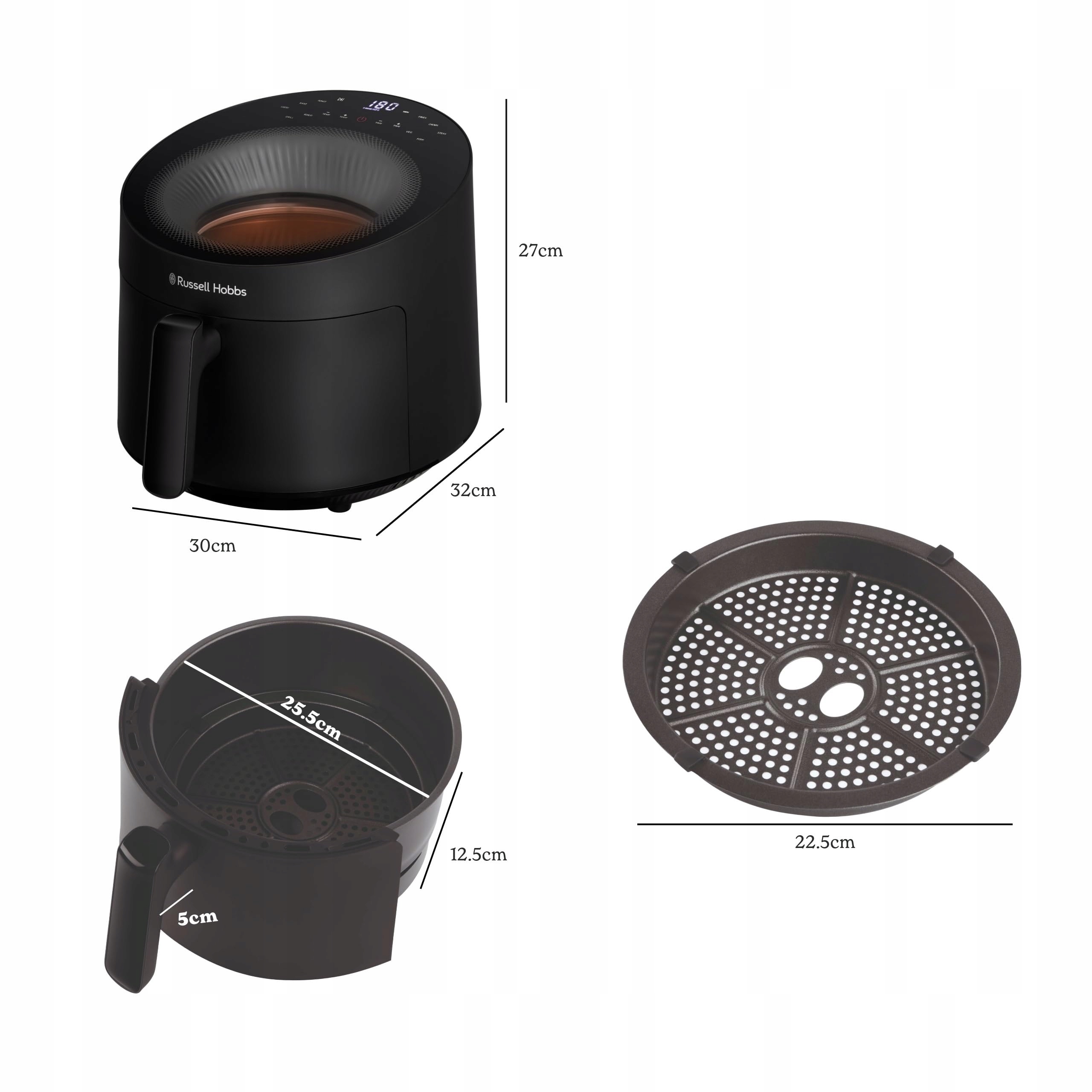RUSSELL HOBBS Frytkownica Beztłuszczowa 5L 10 Programów Okienko Czarna — miniatura 8