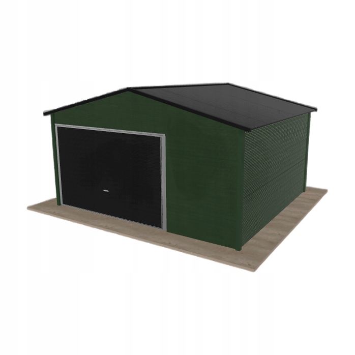 Plechová garáž 4.5x4 m jednopolohová, dvouspádová, zelená