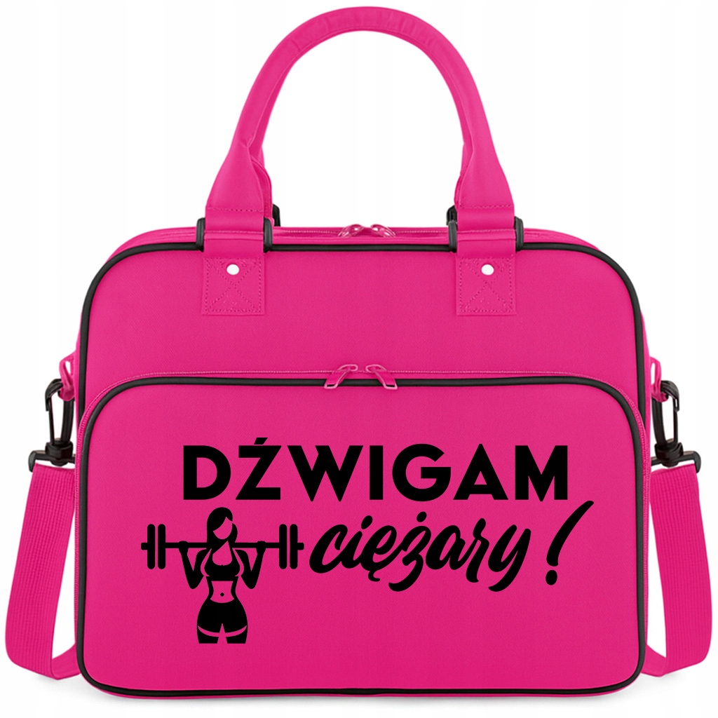 Torba Różowa Dźwigam Ciężary Pojemna Na Siłownię Trening Fitness Pilates
