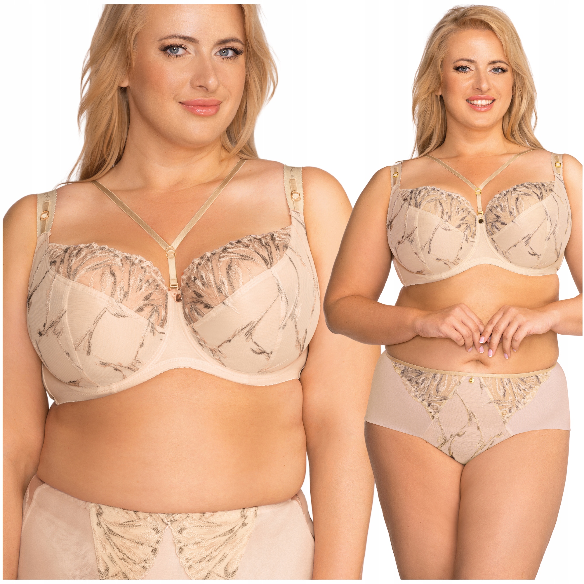 Měkká podprsenka typu soft se strapsy, béžová výšivka Nessa Enrice 70F