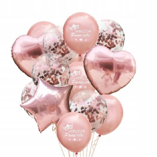 balony na WIECZÓR PANIEŃSKI z Konfetti GOLD ROSE