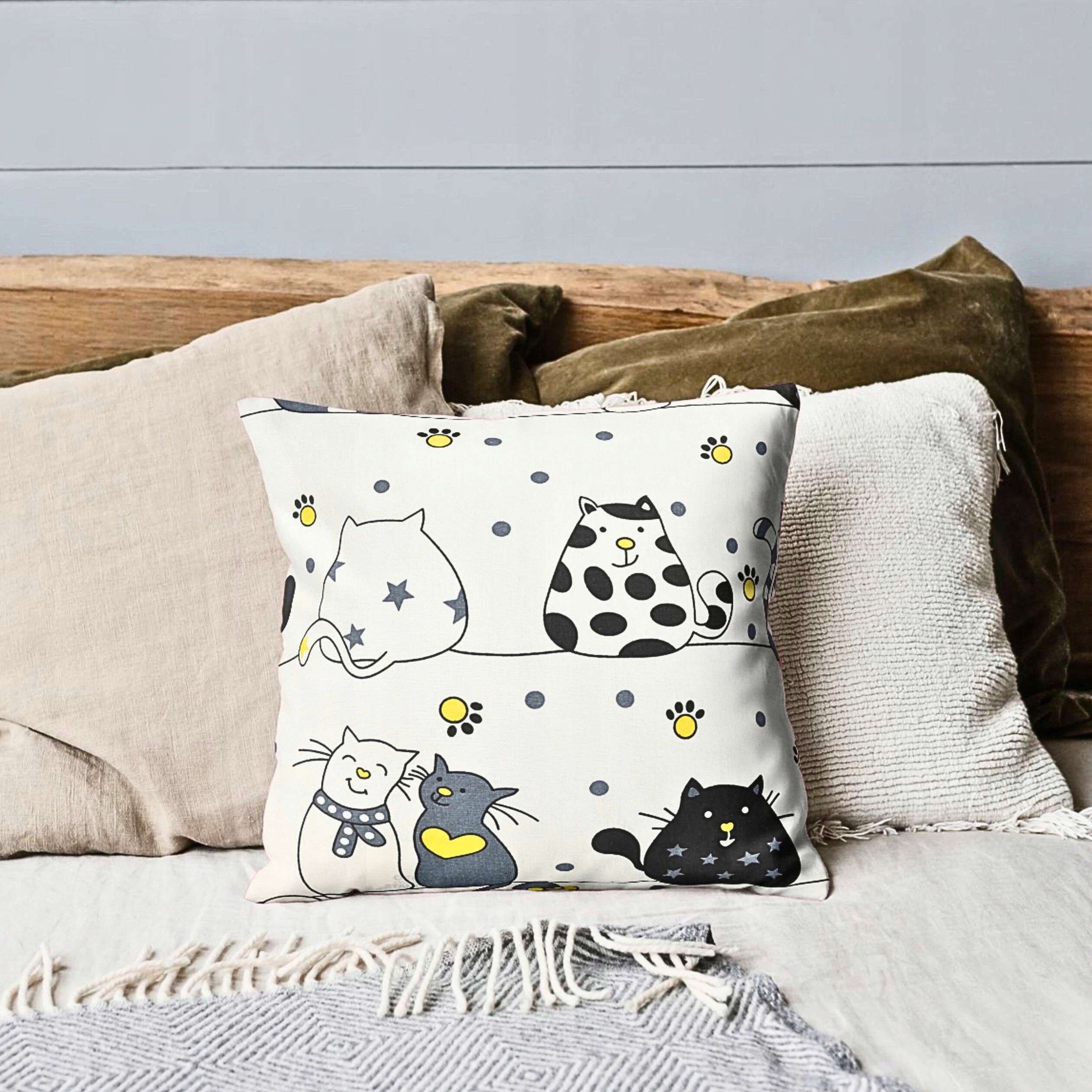 POSZEWKA NA JAŚKA 40x40 PODUSZKĘ DZIECIĘCA DLA DZIECI 100% GRUBA BAWEŁNA Kod producenta koty białe jasiek