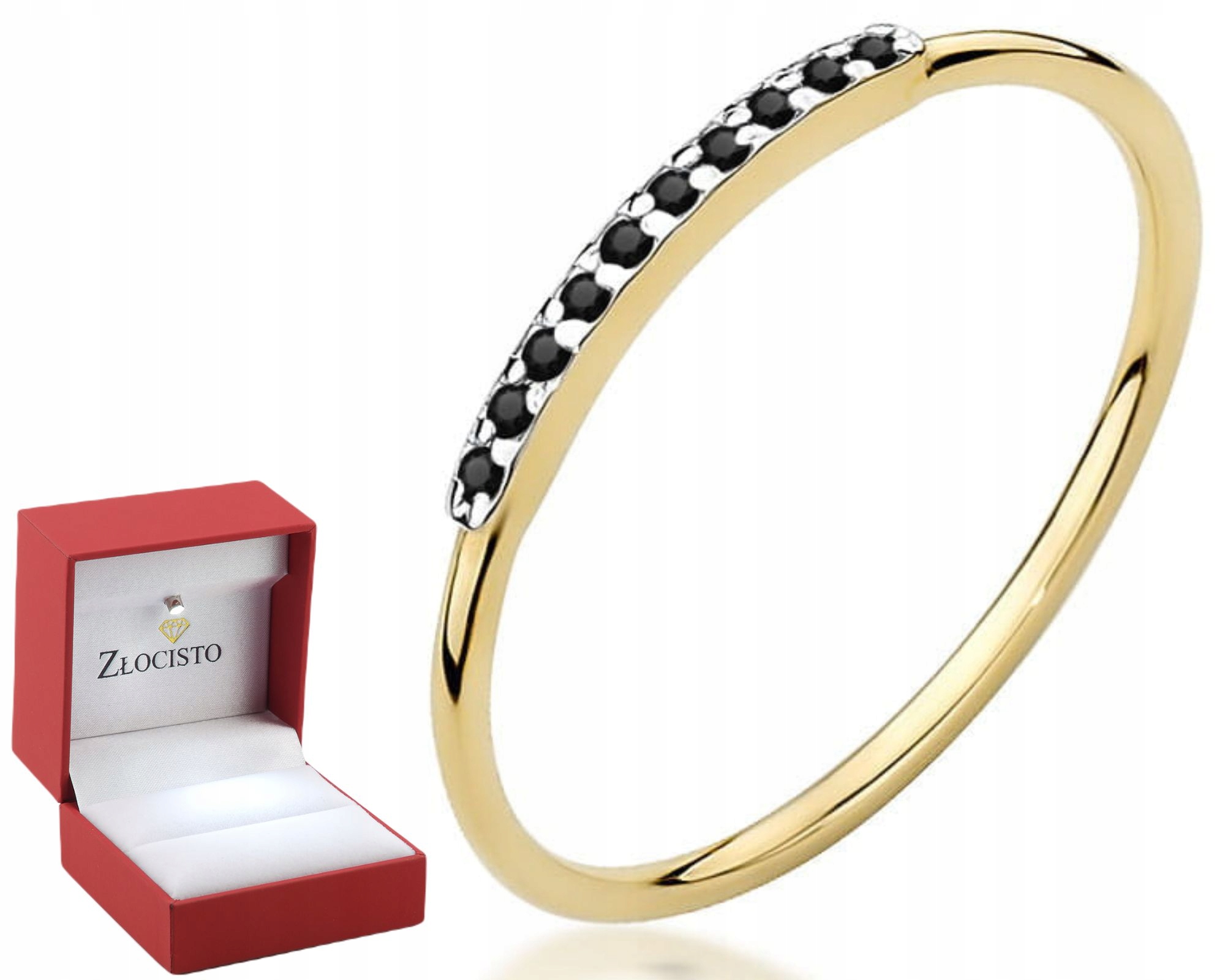 Žluté Zlato Prstýnek S Černými Brilianty Gravírování 585 Bonus Dárek