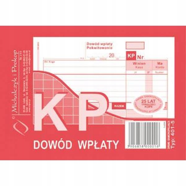 

Druk 401-5 Kp Dowód Wpłaty