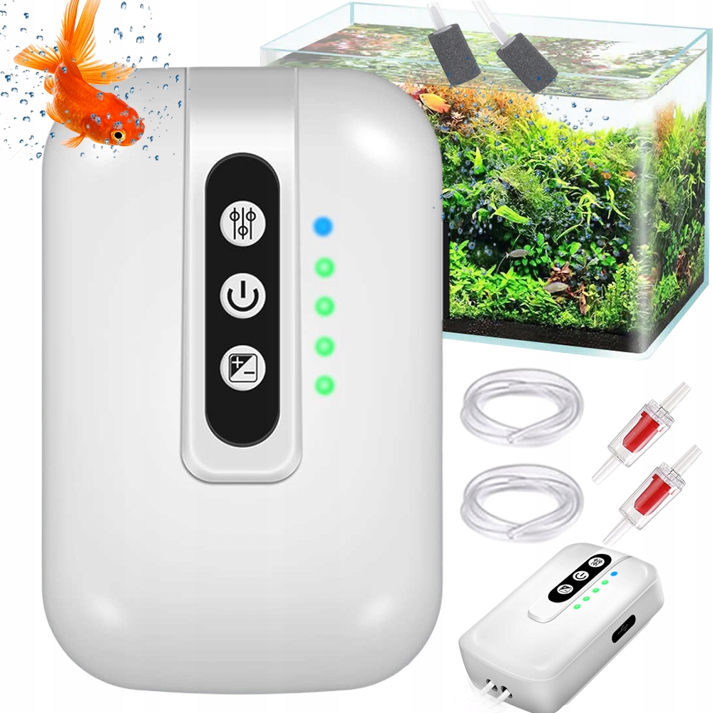 Levně Provzdušňovač Do Akvária S Výkonnou Pumpou A Regulací 2 Režimy 2 V 3 L/min 2000 Mah