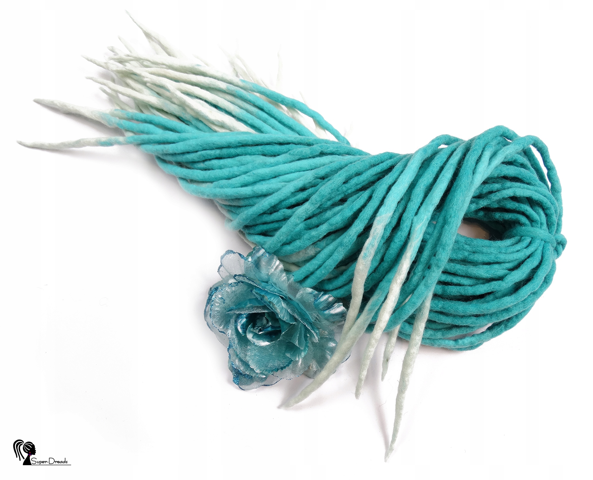 Dredloky Dredy vlněné, modré bílé, Syreni Ogon, 10 ks