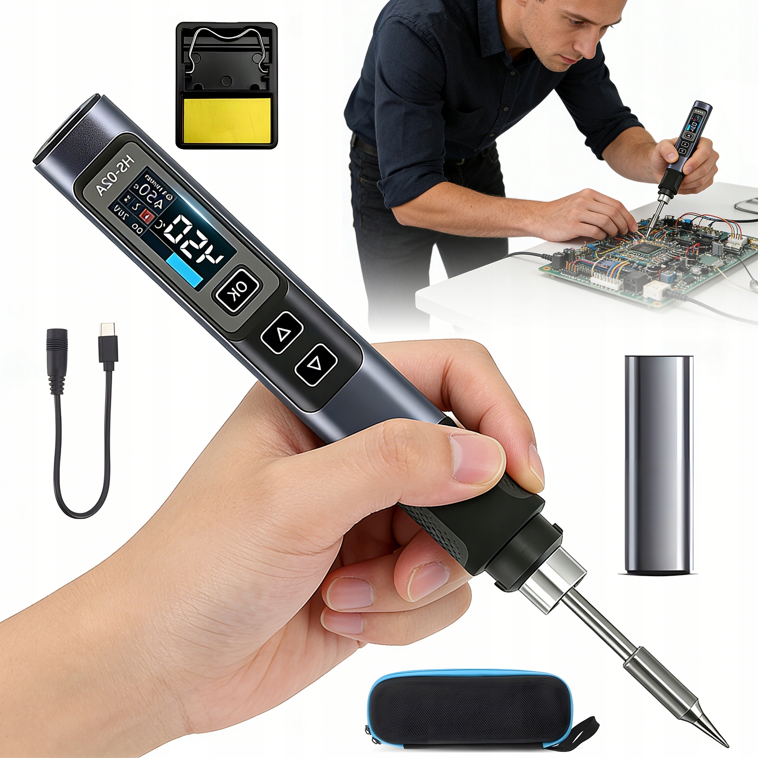 Usb Páječka 100W Displej Ips 100-450°C Rychlé Nabíjení 2S