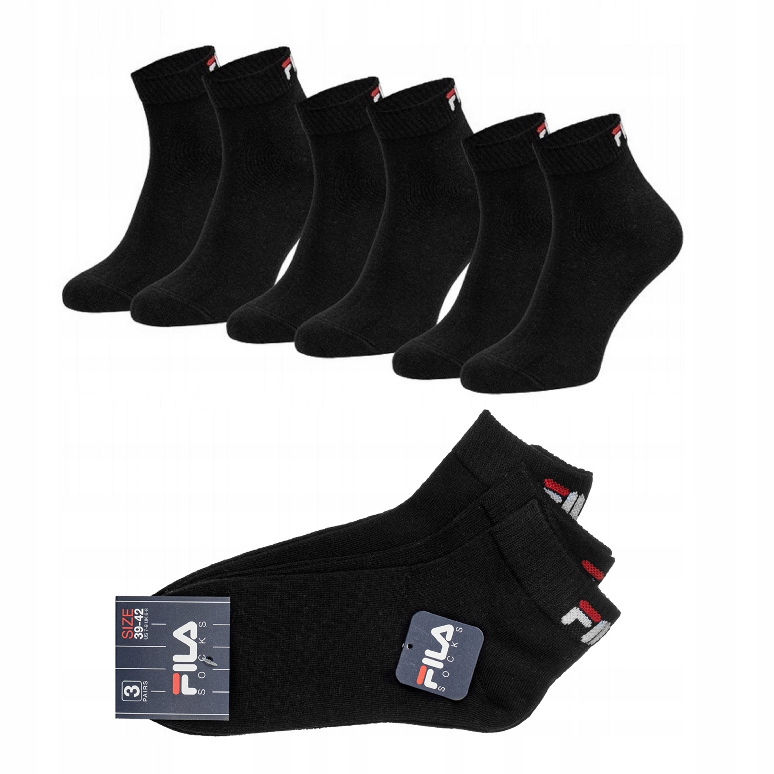

Fila skarpety zakostki czarne 3pack rozmiar 39-42