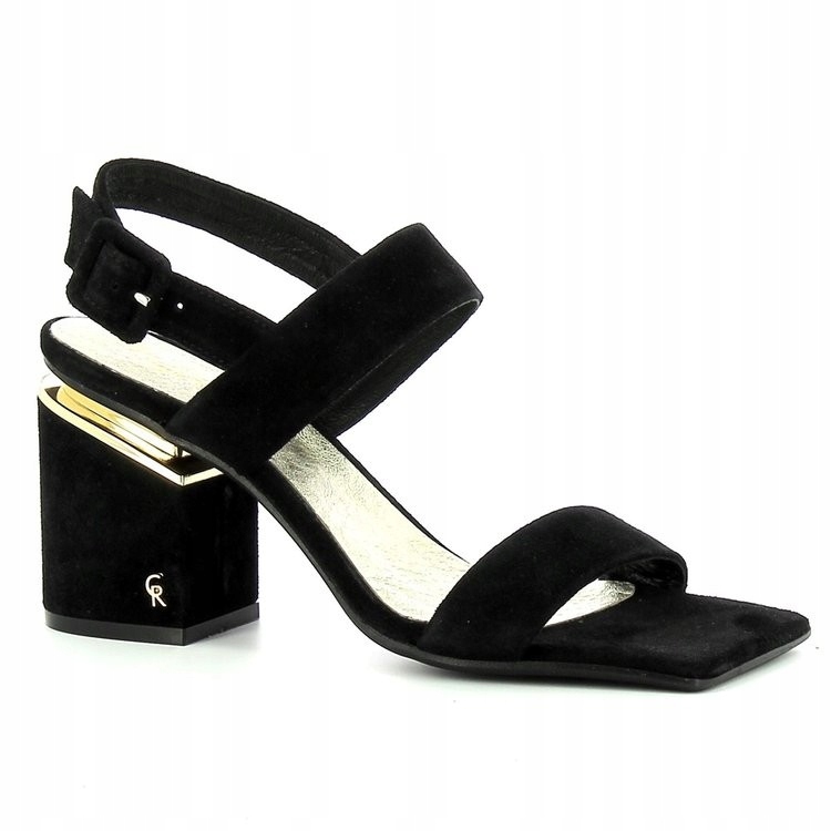 

Carinii B7990 Sandały Słupek Skóra Zamsz Czarne 37