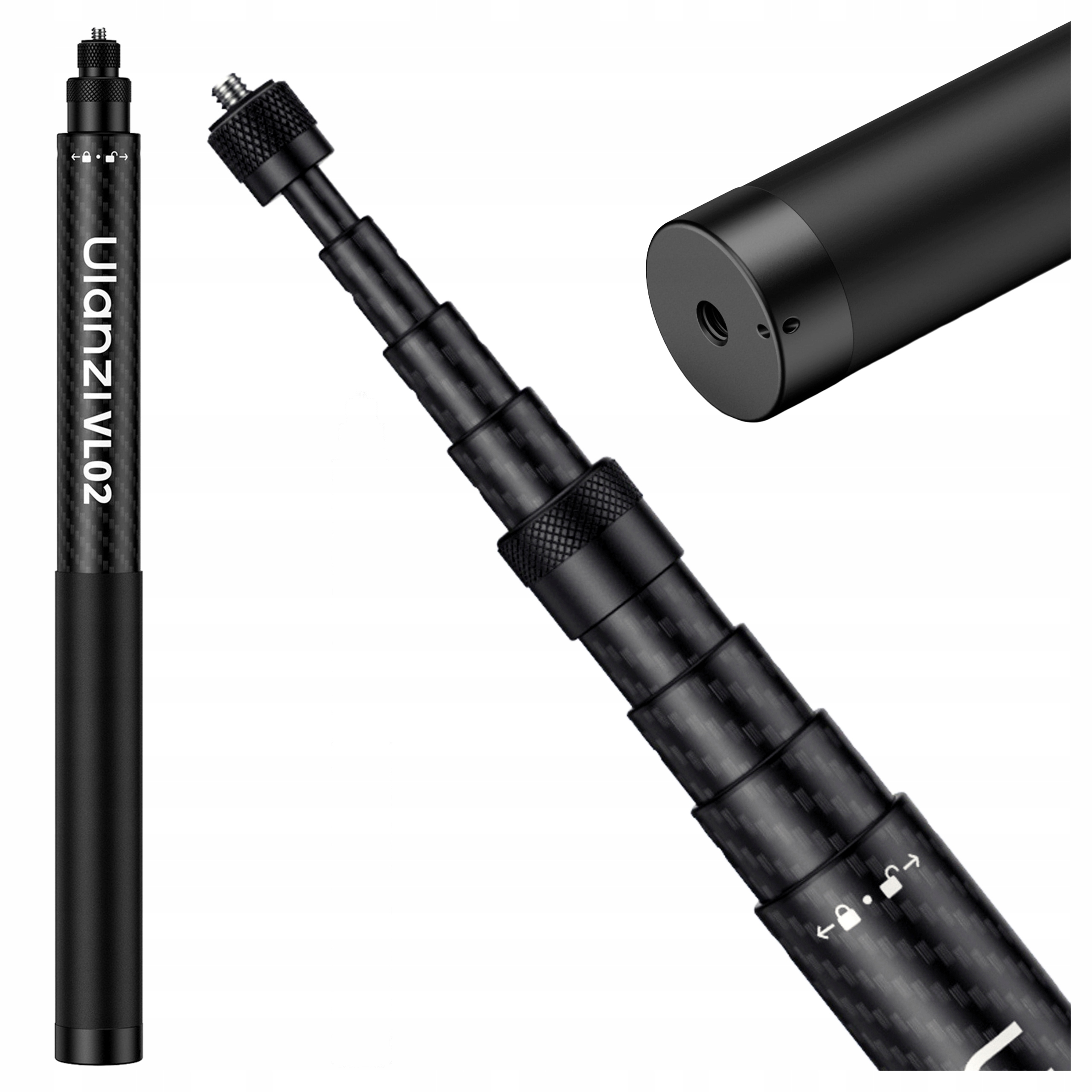 Karbonová selfie tyč Ulanzi VL02 276 cm pro kamery GoPro a chytré telefony