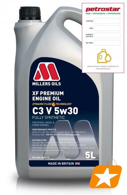 Millers Oils Xf Premium C3 Vw 5W30 5L