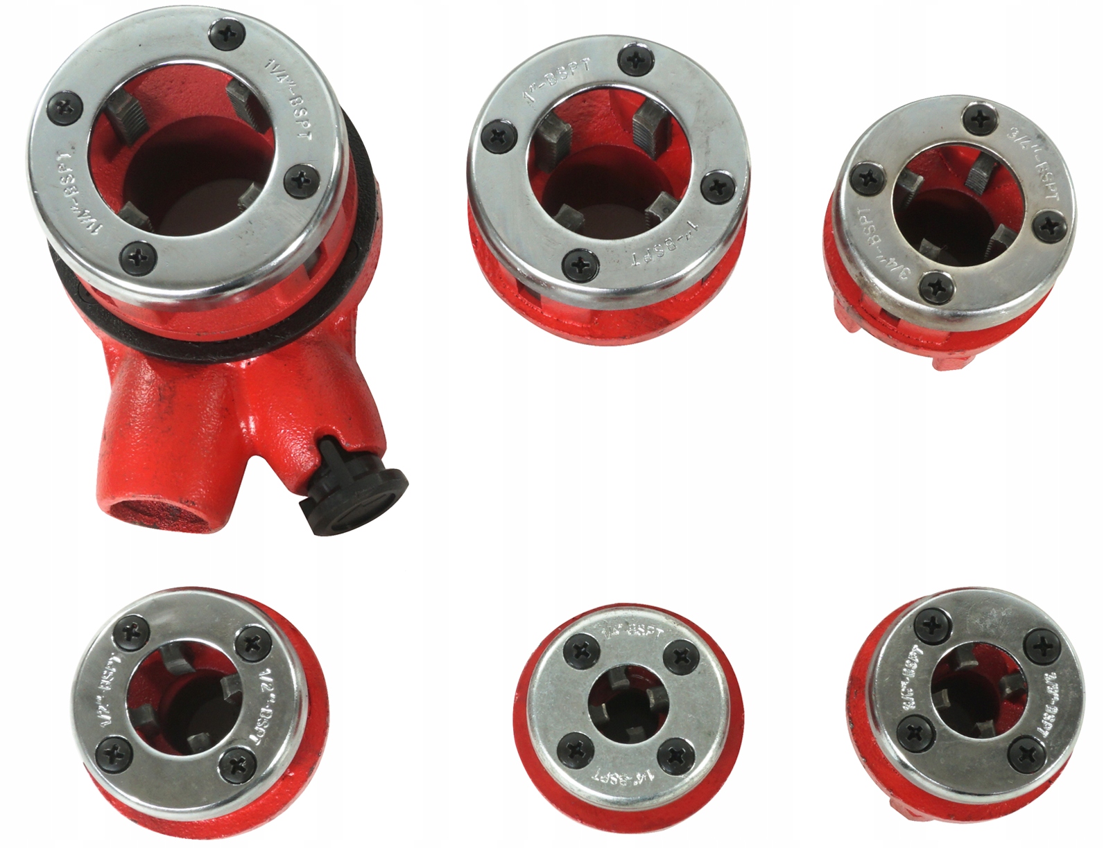 GWINTOWNICA RĘCZNA DO RUR Z GRZECHOTKĄ NARZYNKAMI NARZYNKA KLUCZ OCINAK 10e Rozmiary głowic 3/8