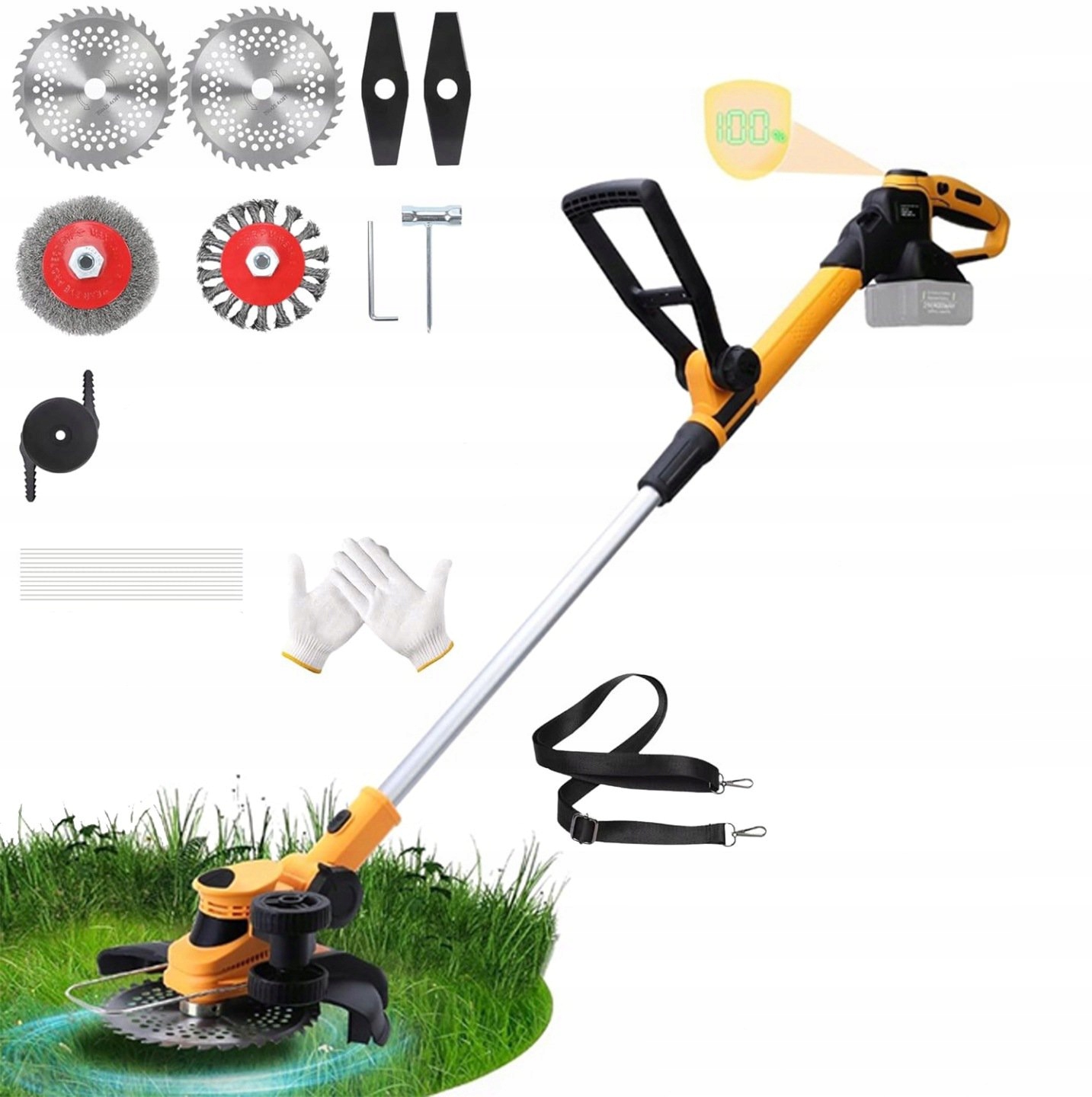 Kosačka na trávu 21 V 750 W s kefou na burinu