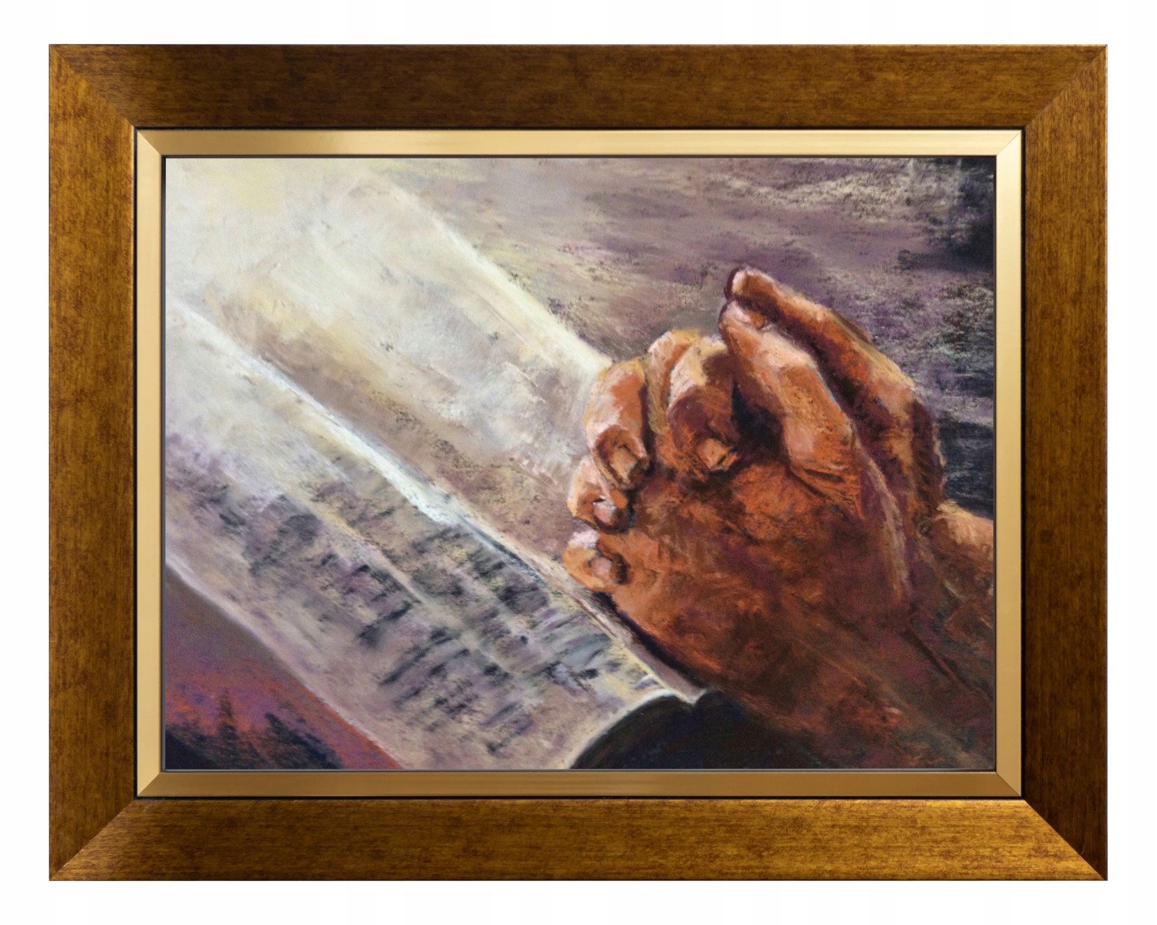 Ježíšova Modlitba, Sakrální Obraz Na Zlatém Plátně Zdobeném Rámem 30X40