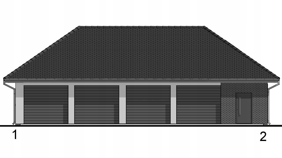PROJEKT GARAŻU CZTEROSTANOWISKOWEGO G44 Szerokość 16.91 m