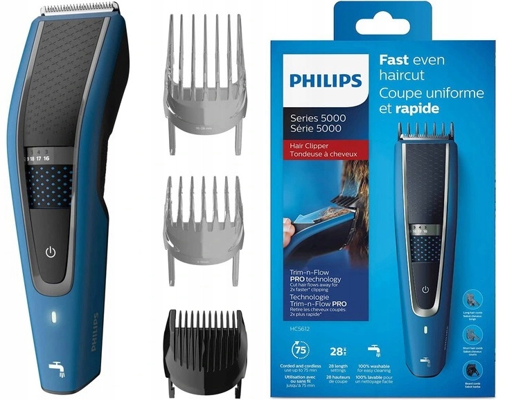 GOLARKA MASZYNKA DO STRZYŻENIA WŁOSÓW PHILIPS Technologia Trim-n-Flow Marka Philips