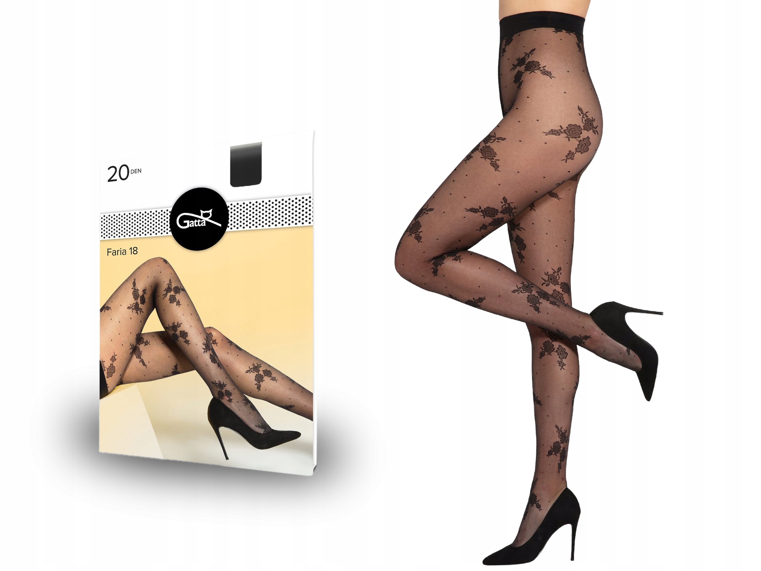 

Rajstopy Gatta Faria 18, 20 Den, Czarny, 2-S