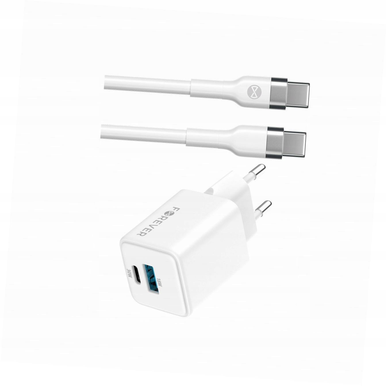 Szybka ładowarka GaN 30W 2 wejścia Usb i Usb-c z kablem do Oppo Reno 12F 5G