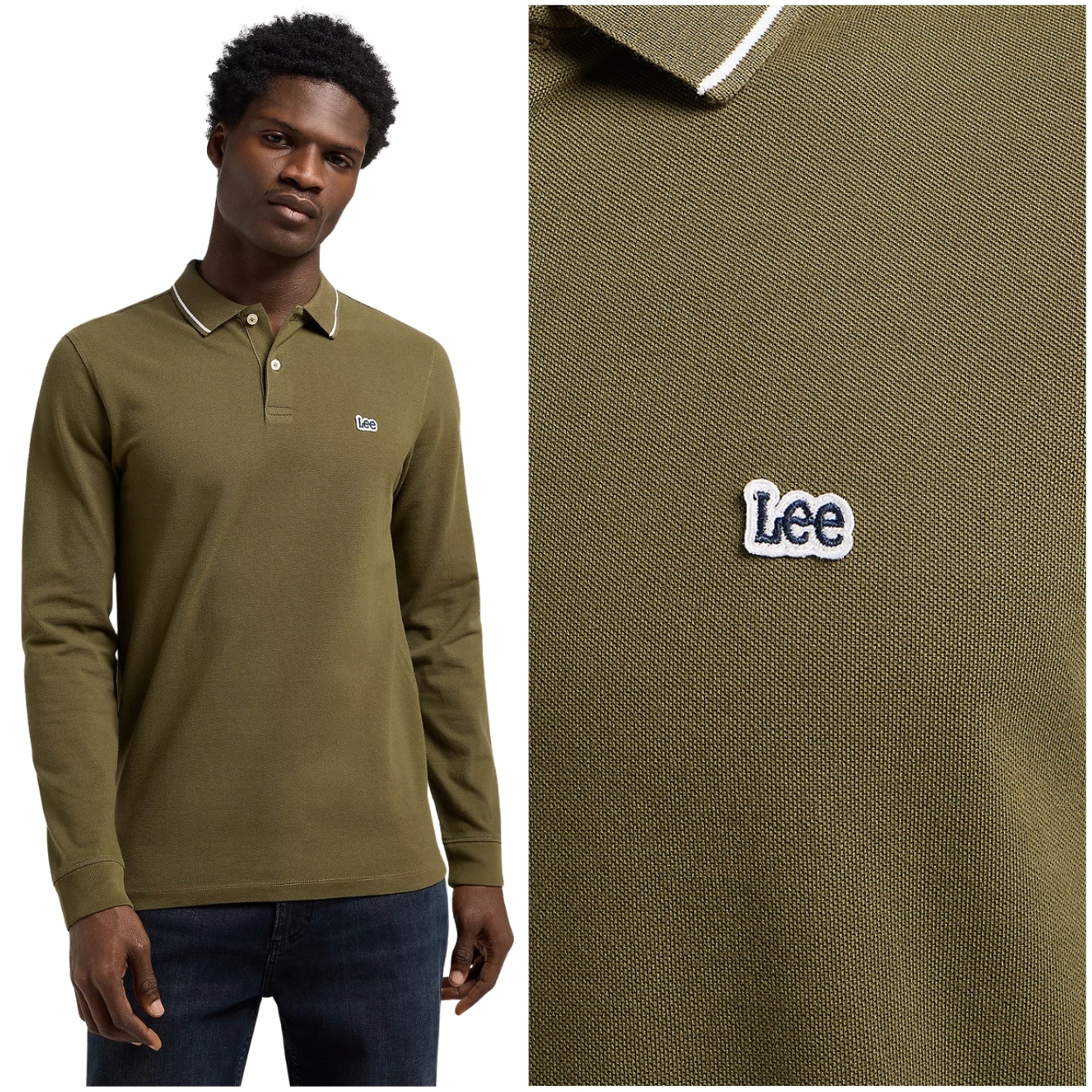 Lee Pique Polo longsleeve bavlněná pánská polokošile s dlouhým rukávem L