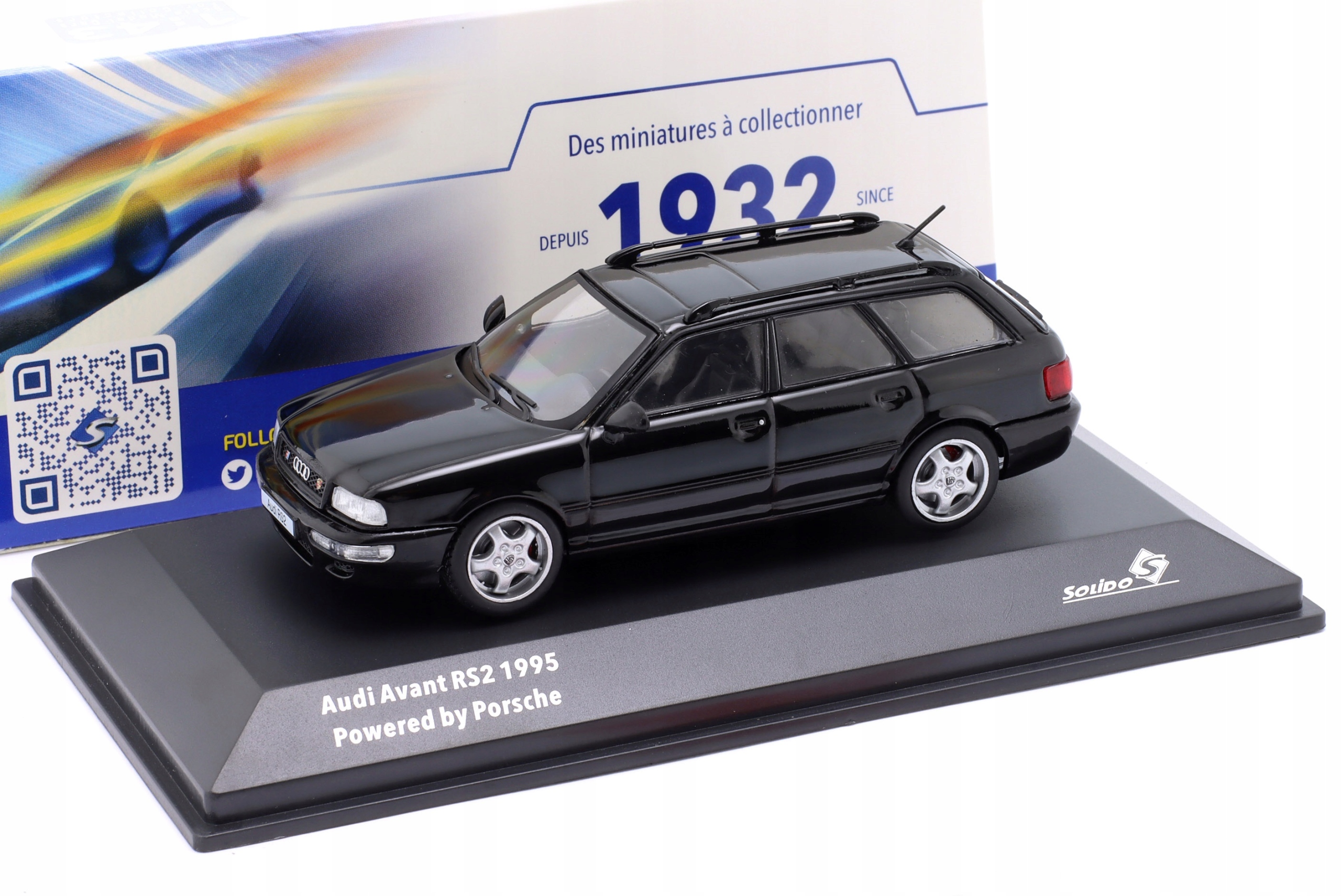 Solido Audi RS2 Avant Powered by Porsche 1995 Black 1:43