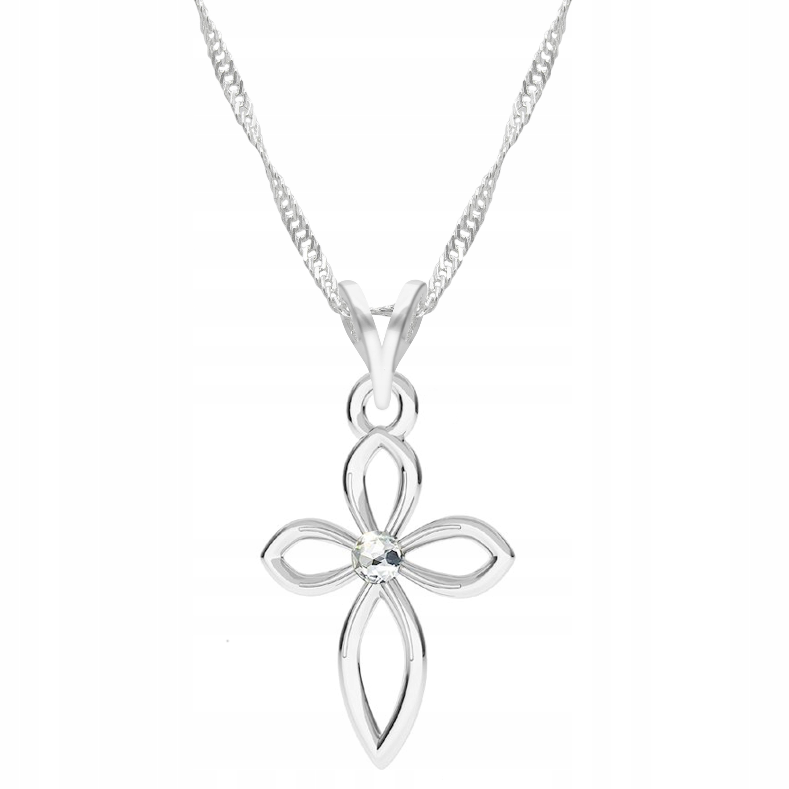 Stříbrný řetízek náhrdelník 925 Kříž Křížek