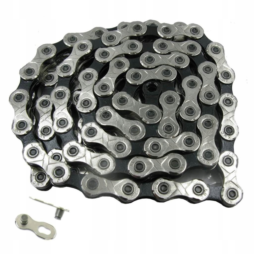 Łańcuch Kmc X10 srebrno czarny 114L spinka (x10.93) 10s