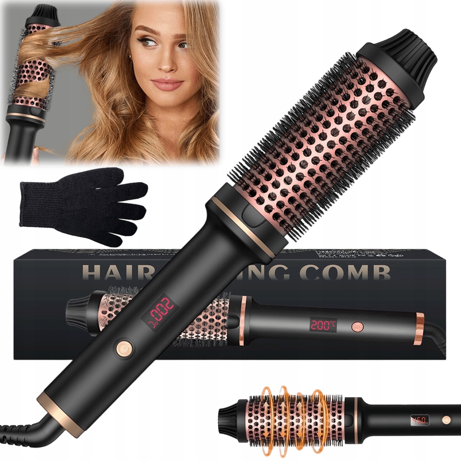 Szczotka termiczna 3w1 38mm z jonizacją 10-stopniowa regulacja 120-200°C