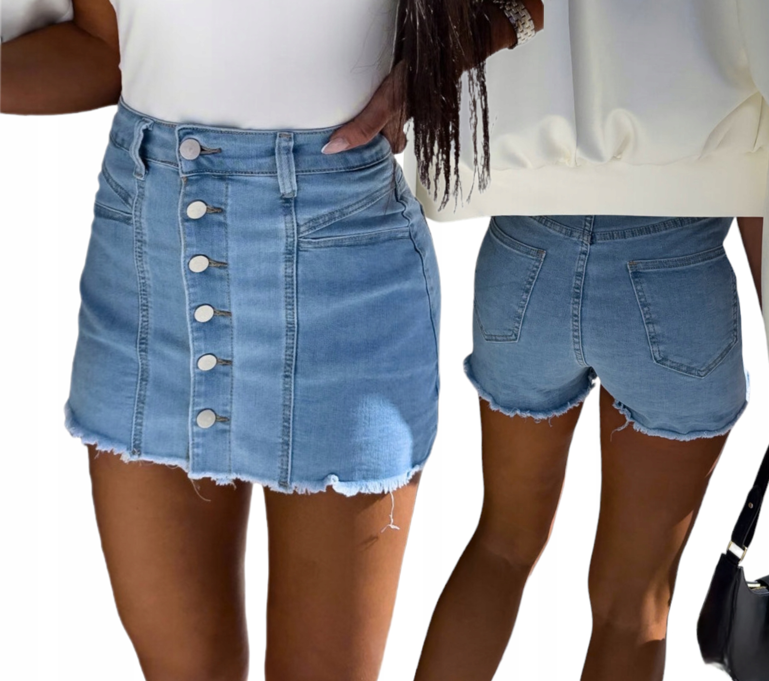 Sukně Kraťasy Džínové Kraťasy Krátké Mini Knoflíky velikost Xs 34