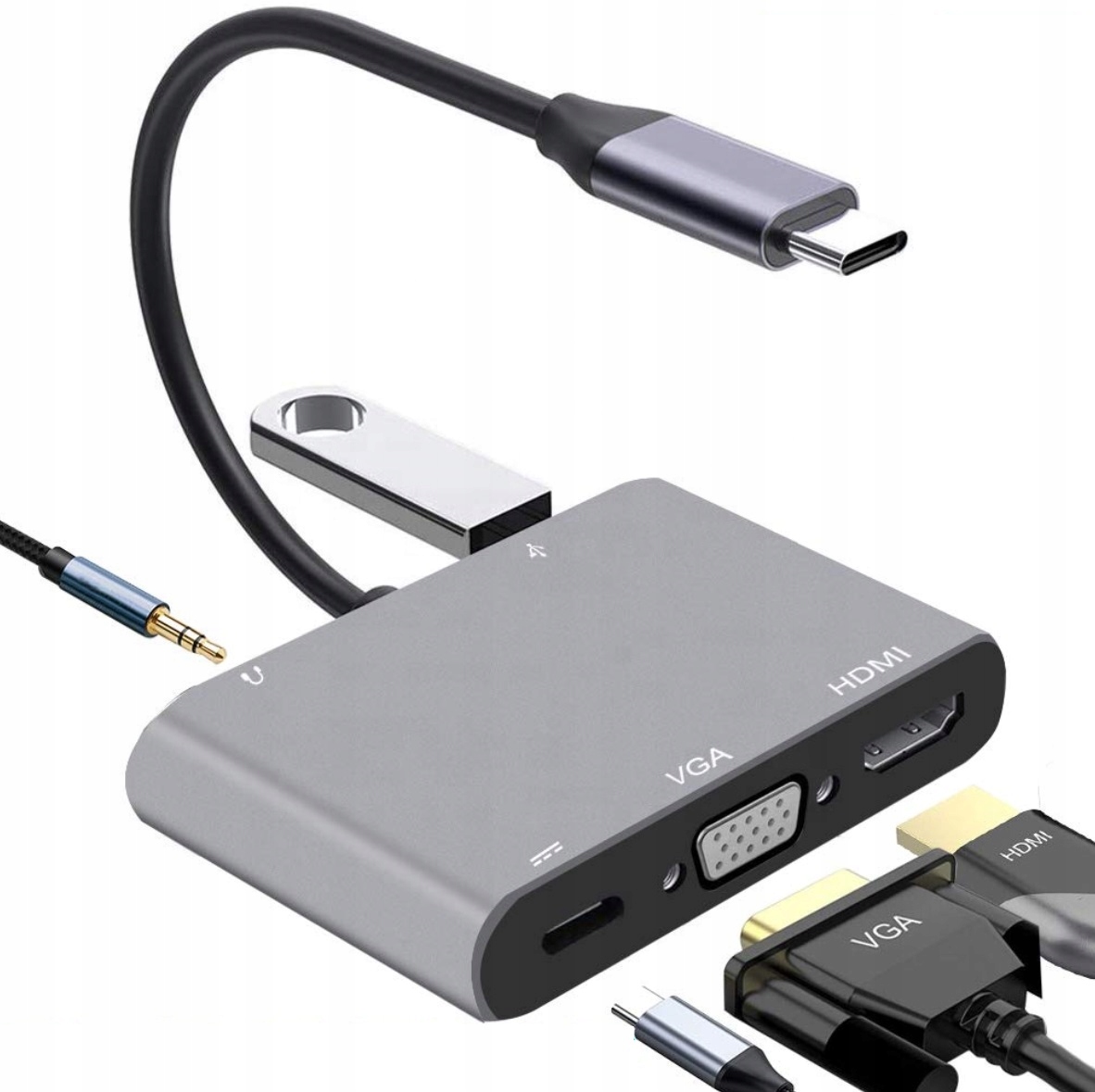 

Adapter Hub Przejsciówka Usb-c 5 W 1 Pc Mac